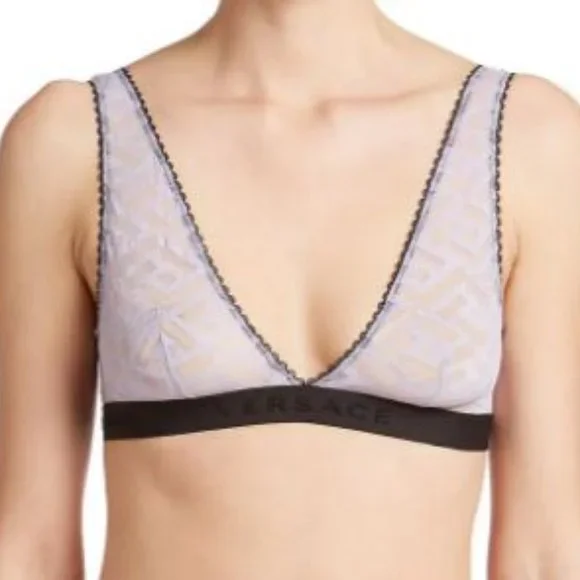 Versace  Greca Signature Print Tulle Bralette - Picture 10 of 12